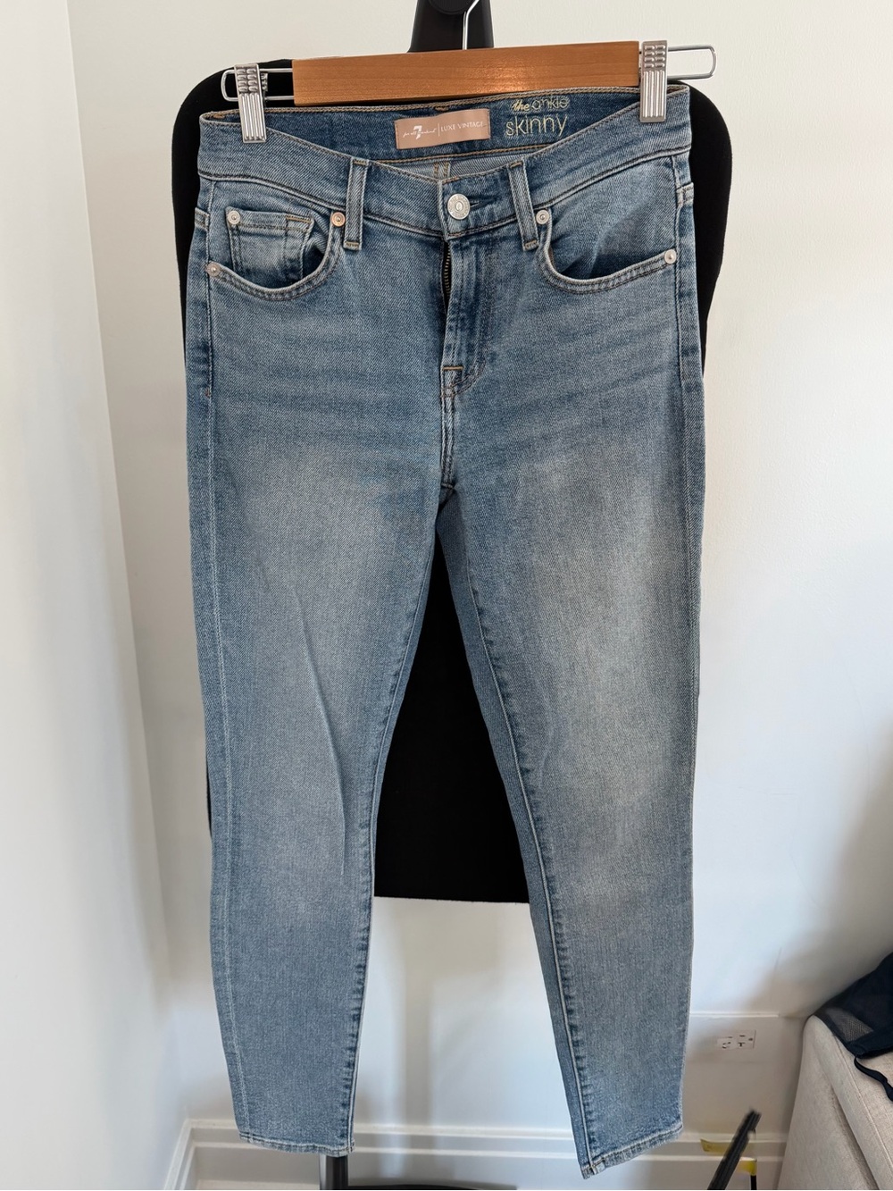 7 for all mankind skinny luxe blue high rise jeans
